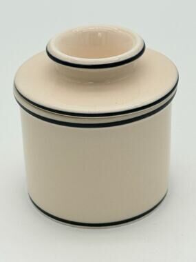 L. Tremain Butter Bell Crock Cream Navy Stripe Nautical French Farmhouse Ceramic